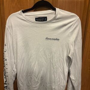 Abercrombie & Fitch White Logo Long Sleeve Tee